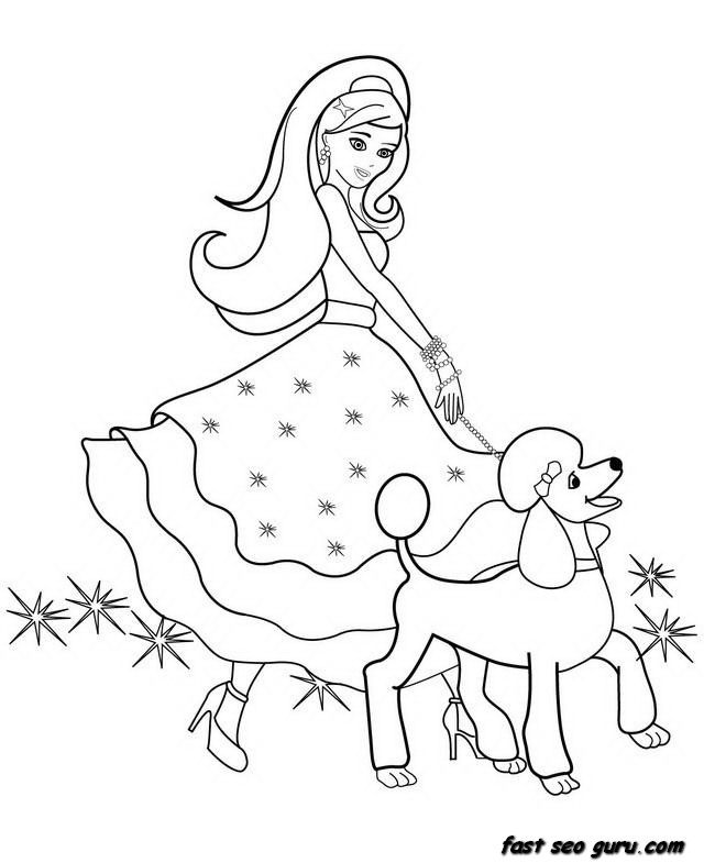 Printable beautiful Barbie coloring pages